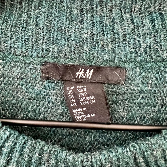 H&M Mohair-Blend Tunic Sweater Size XS Green - Picture 4 of 4